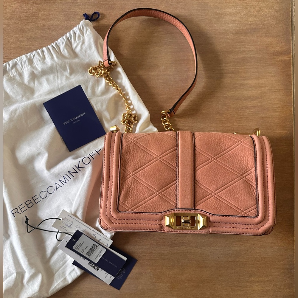Rebecca Minkoff Peach Suede Love Crossbody Bag